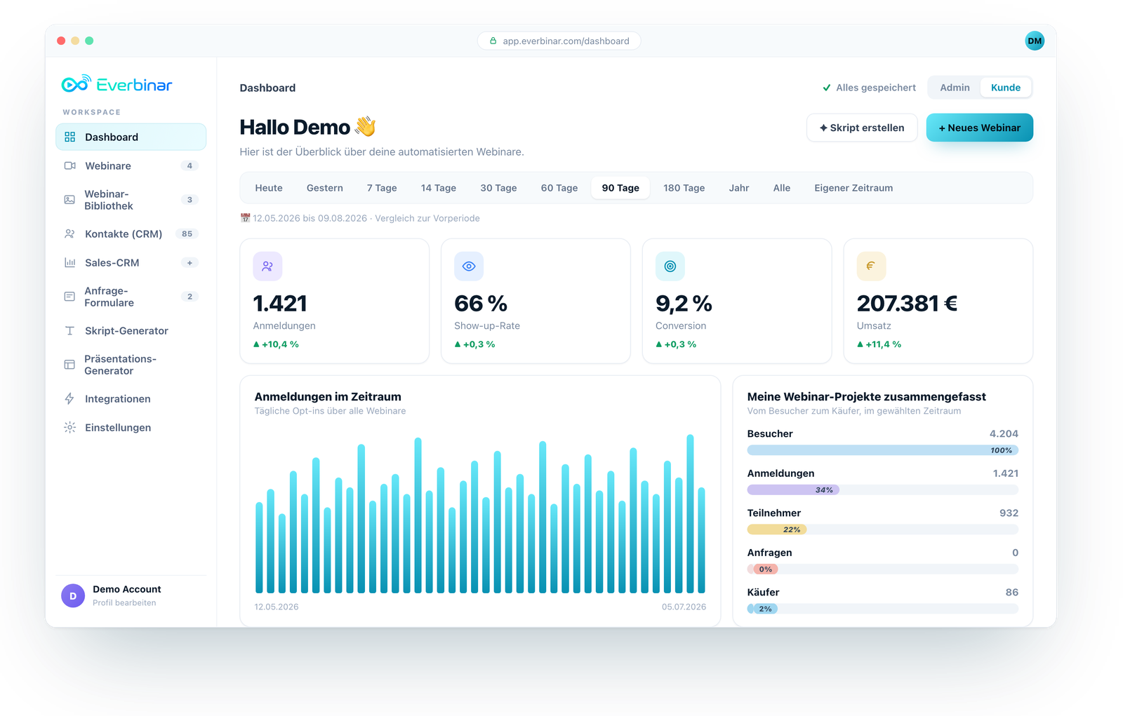 Everbinar Dashboard